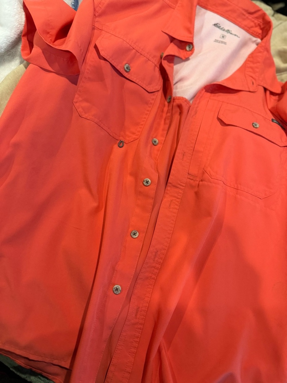 Eddie Bauer Coral Button-Up Fishing Shirt